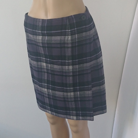 Style & Co Purple Plaid Wool Blend Skirt Size 8P - Picture 1 of 7